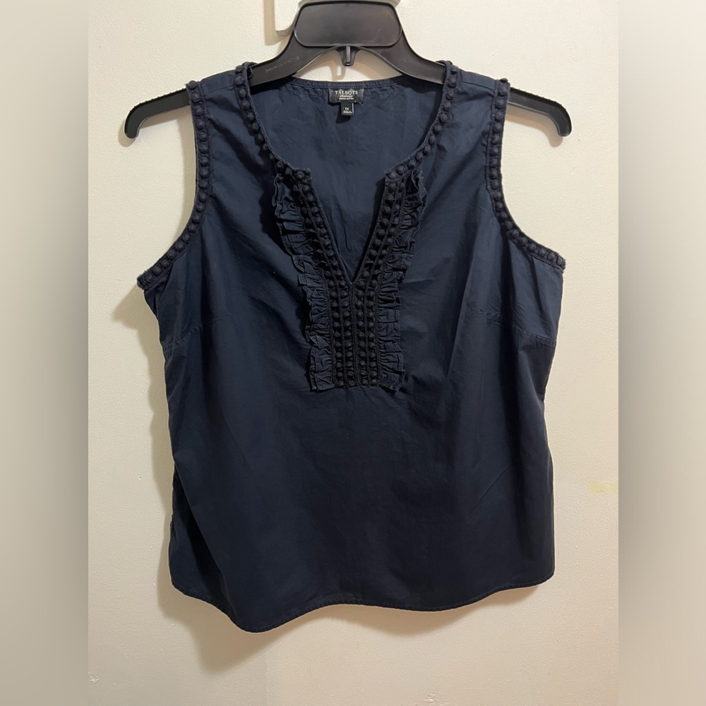Talbots braided tank top navy. Excellent condition. Smoke/pet free 1X